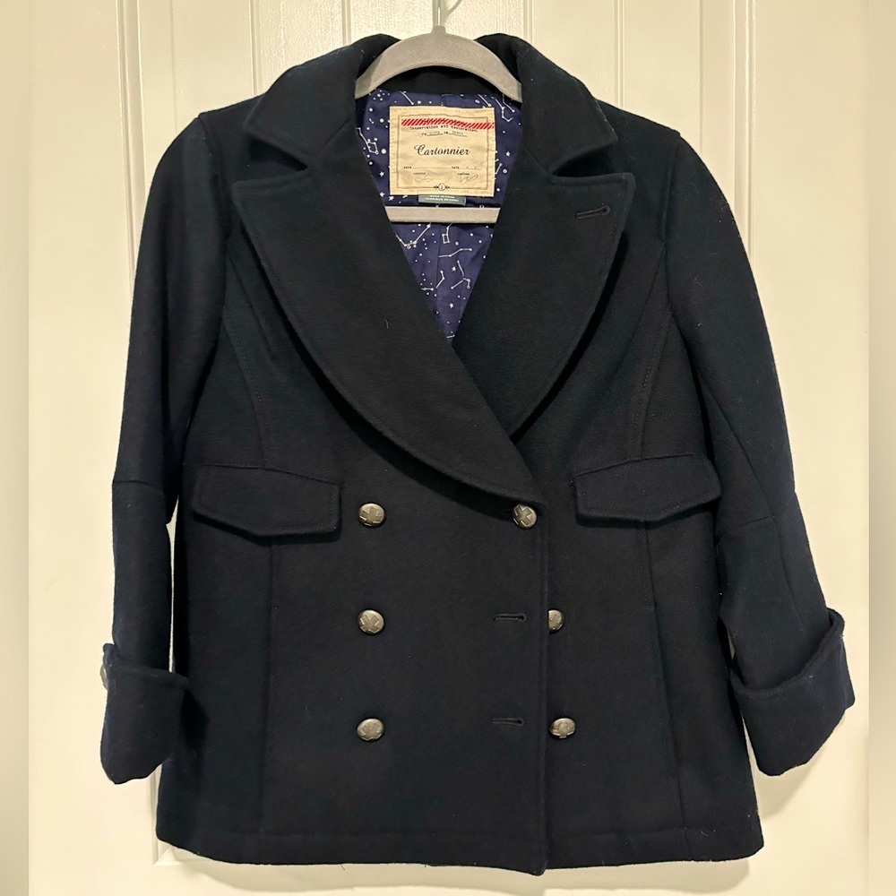 Anthropologie Cartonnier Navy blue Size 2 Double-Breasted Coat